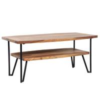 COUCHTISCH Sheesham Massivholz Metall Industrial-Style 90x50x40 cm - Schwarz/Braun, Holz/Metall (50/90/40cm) - KADIMA DESIGN