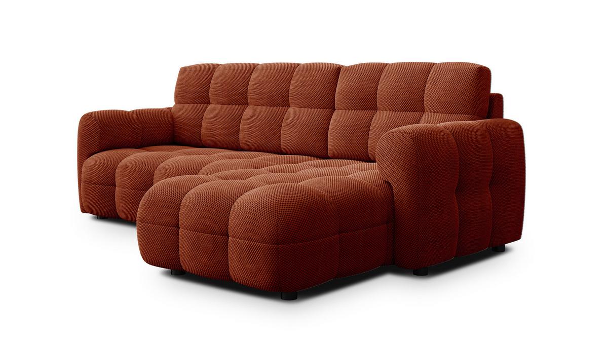 ECKSOFA MELLOW 3-Sitzer, dunkelorange - Dunkelorange/Schwarz, Holz/Textil (232/156cm) - Wozimo