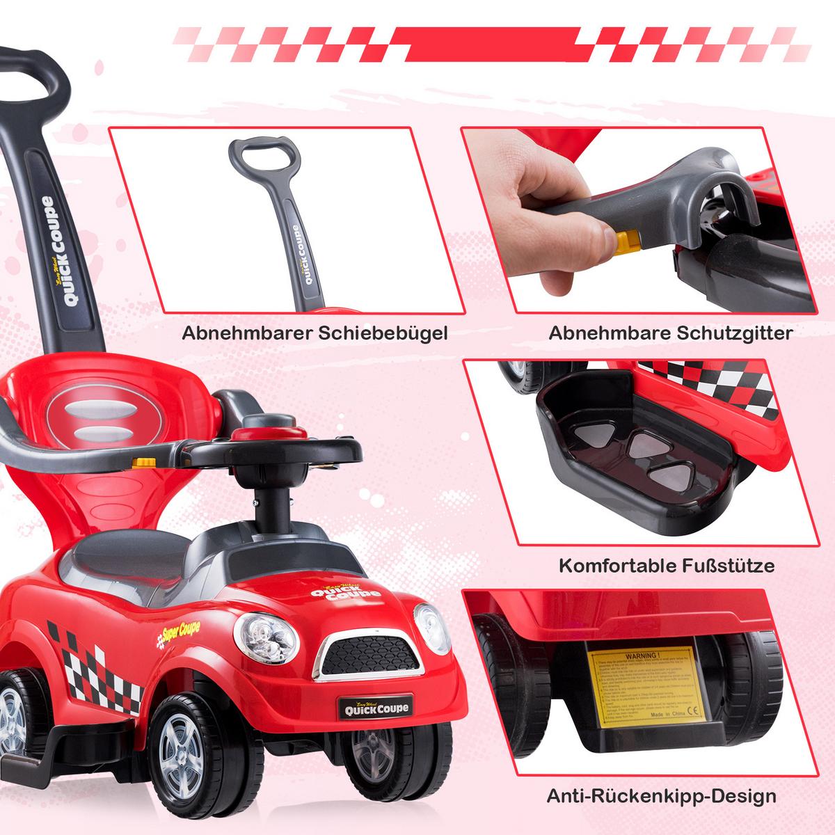 SCHIEBEWAGEN Rot - Rot, Kunststoff (89/84/43cm) - COSTWAY