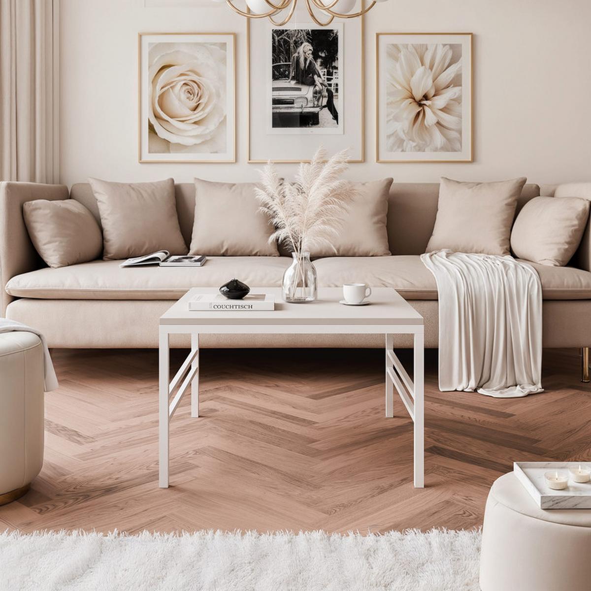 COUCHTISCH FORMA 60/60 cm Quadrat, Weiß / Kaschmir - Kaschmir/Weiß, Metall (60/60/40cm) - Idohome