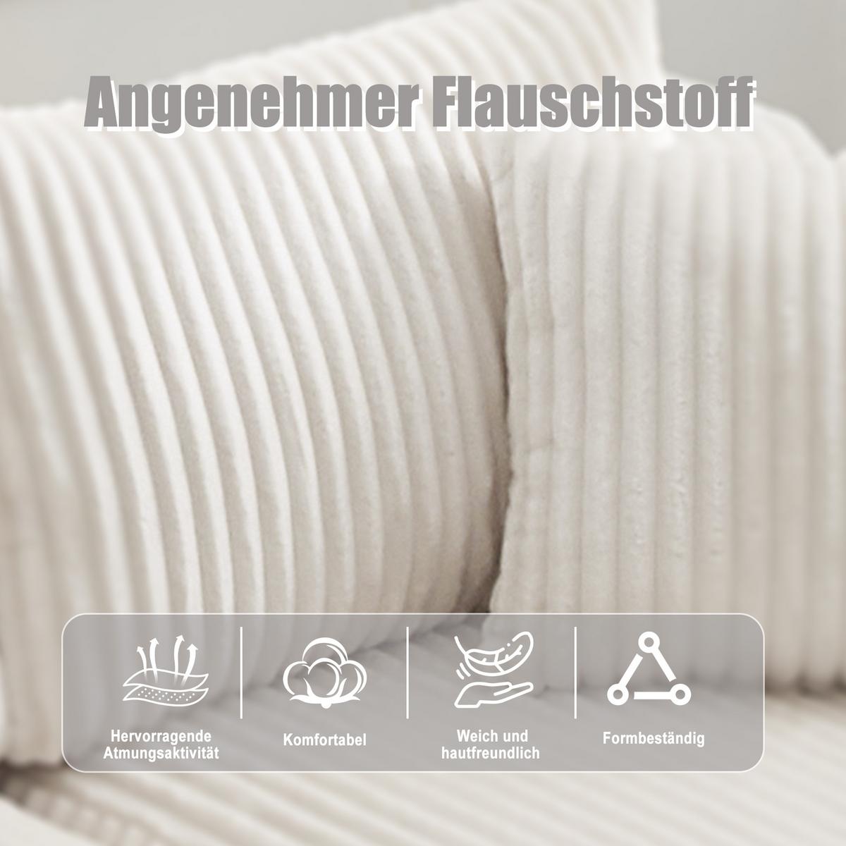 ECKSOFA mit Chaiselongue Cord - Beige, Textil (257/160cm) - Urban Meuble