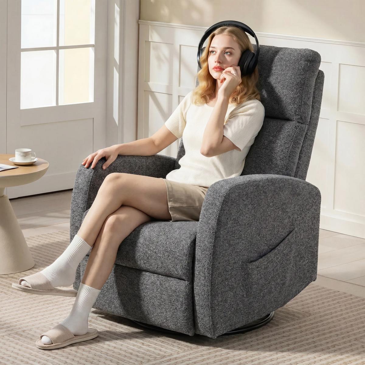 MASSAGESESSEL Chenille Dunkelgrau - Dunkelgrau/Naturfarben, Holz/Textil (73.5/108/97cm) - HOMCOM