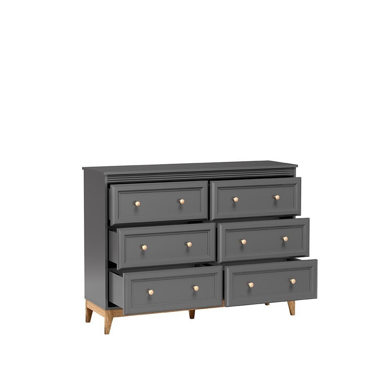 KOMMODE SUOLO 135,5/100/40,5cm mit 6 Schubladen Türen Grau - Grau, Holzwerkstoff (135.5/100/40.5cm) - MASSENO