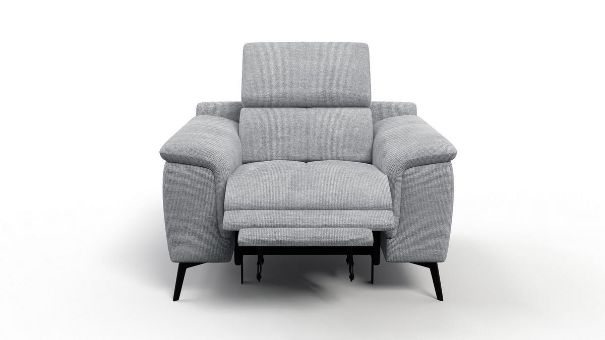 SESSEL FIERO mit Relaxfunktion, silberfarben - Silberfarben/Schwarz, Holzwerkstoff/Textil (114/82/103cm) - Wozimo