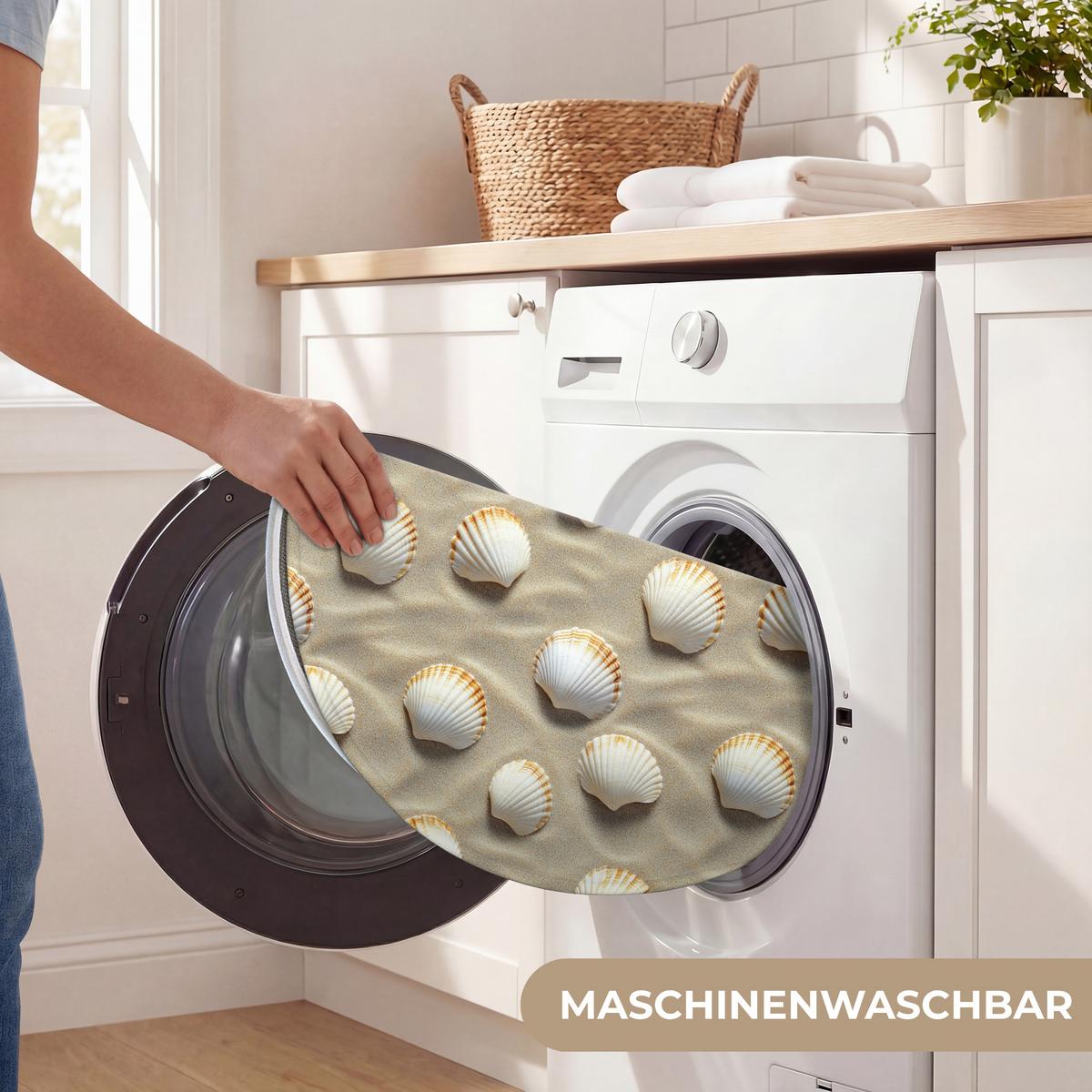 WC-VORLEGER Muscheln - Sand - Maritim Toilettenteppich 70x70 cm - Sandfarben, Textil (70/1cm) - OnlyWow