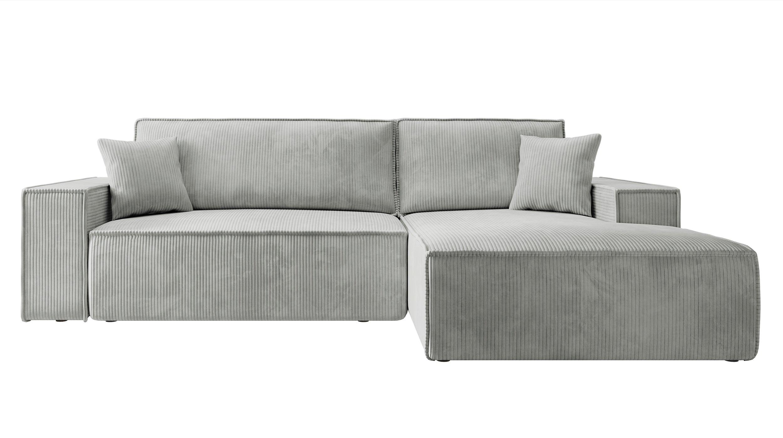 ECKSOFA Farese Hellgrau Cordbezug - Hellgrau/Schwarz, Kunststoff/Textil (267/167cm) - Selsey
