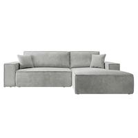 ECKSOFA Farese Hellgrau Cordbezug - Hellgrau/Schwarz, Kunststoff/Textil (267/167cm) - Selsey