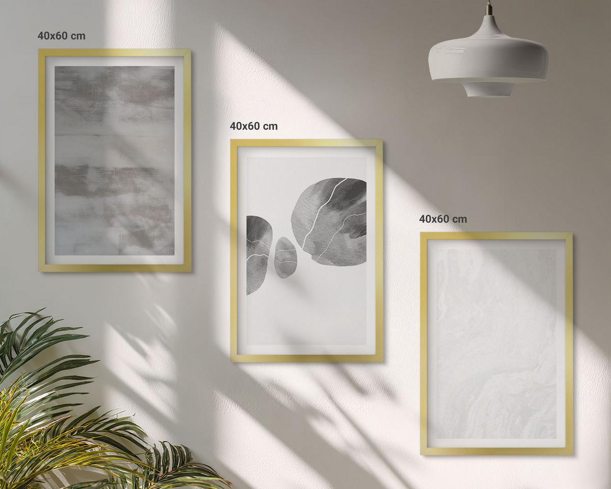 BILDER SET 3er Set - 40x60 cm Goldrahmen - Abstrakte moderne Strukturen - Goldfarben, Kunststoff (40/60cm) - TULUP