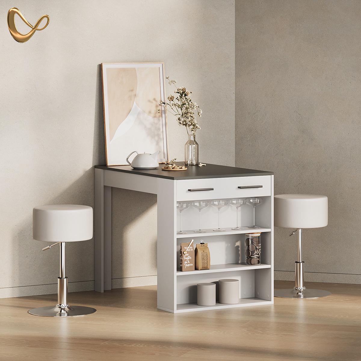 ESSTISCH Regusa Anthrazit/Weiß 67 x 100 cm - Anthrazit/Weiß, Holzwerkstoff (100/67/77.5cm) - Livinity®