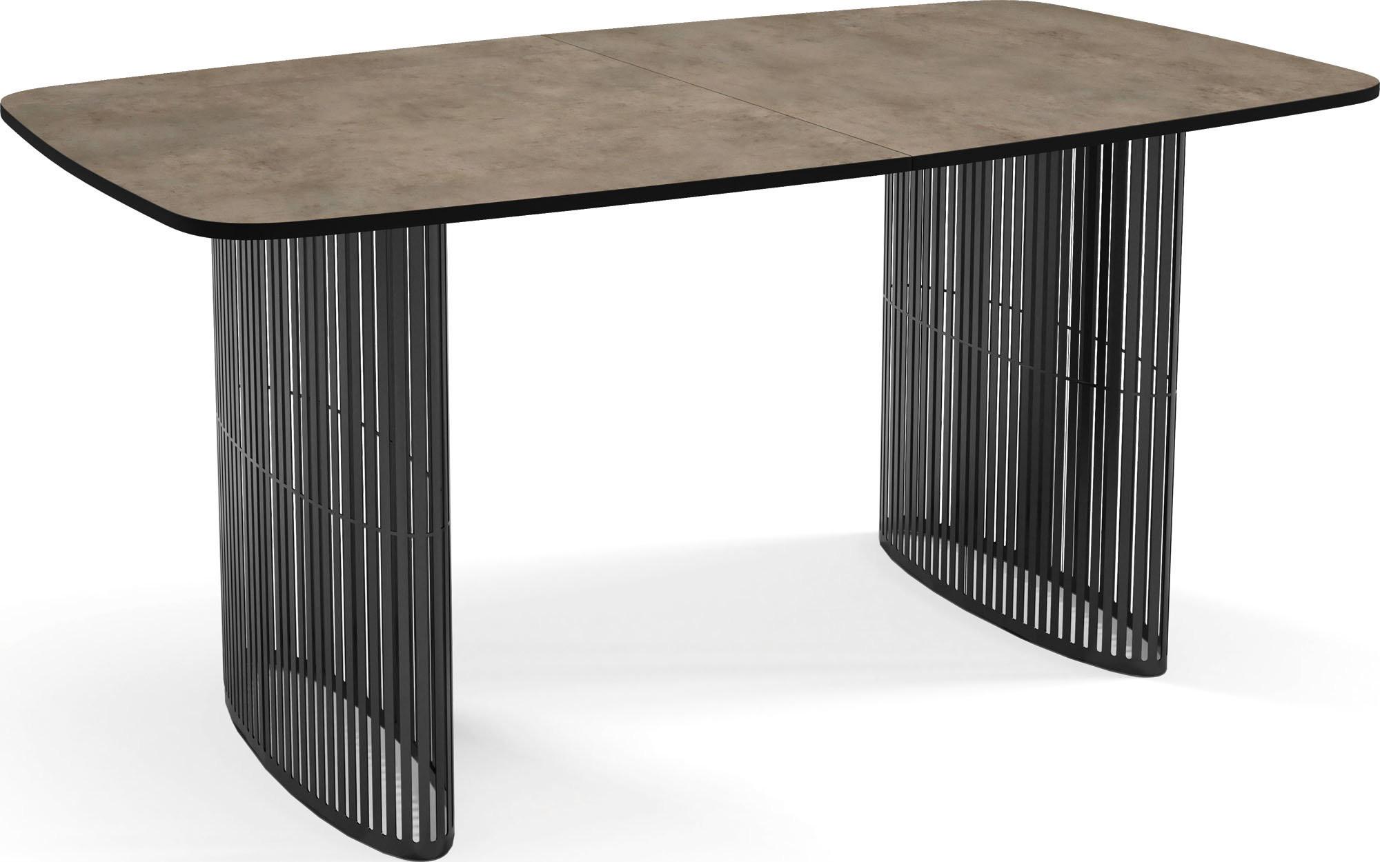 ESSTISCH Cavaro rechteckig oval ausziehbar, Beton-Optik Dunkelgrau 180-256/90/76 cm - Dunkelgrau/Schwarz, Holzwerkstoff/Metall (90/256/76cm) - WFL GROUP