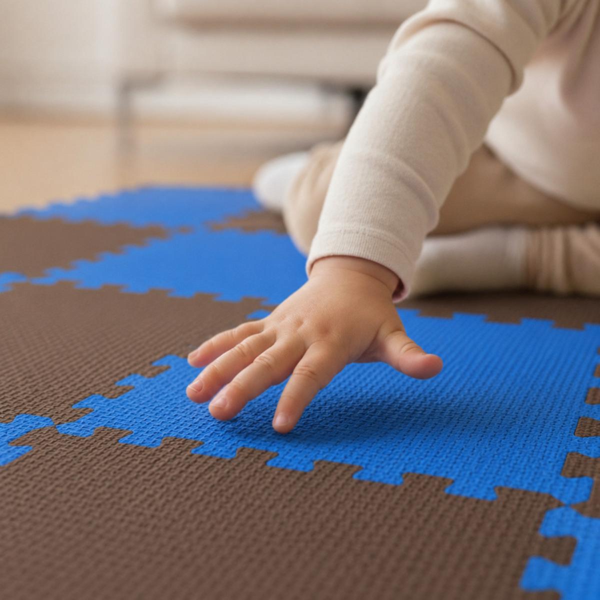 SPIELMATTE ab Null - 180/90/1 cm Puzzlematte Grau - Blau/Grau, Kunststoff (30/30cm) - Littletom