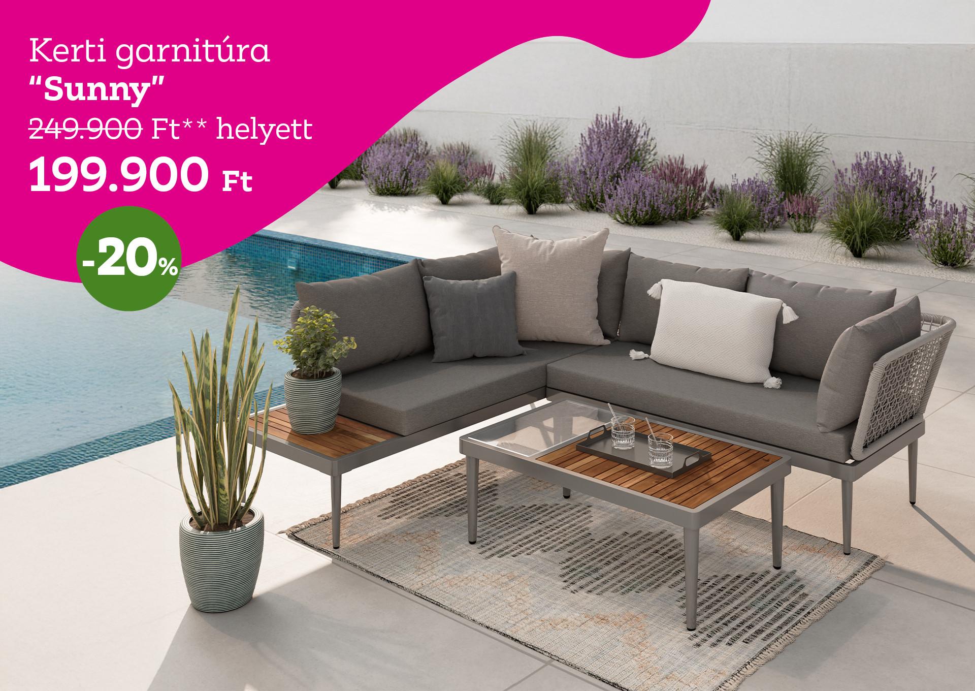Kerti garnitúra SUNNY 249900 Forint helyett 199900 Forint, kedvezmény mértéke 20%