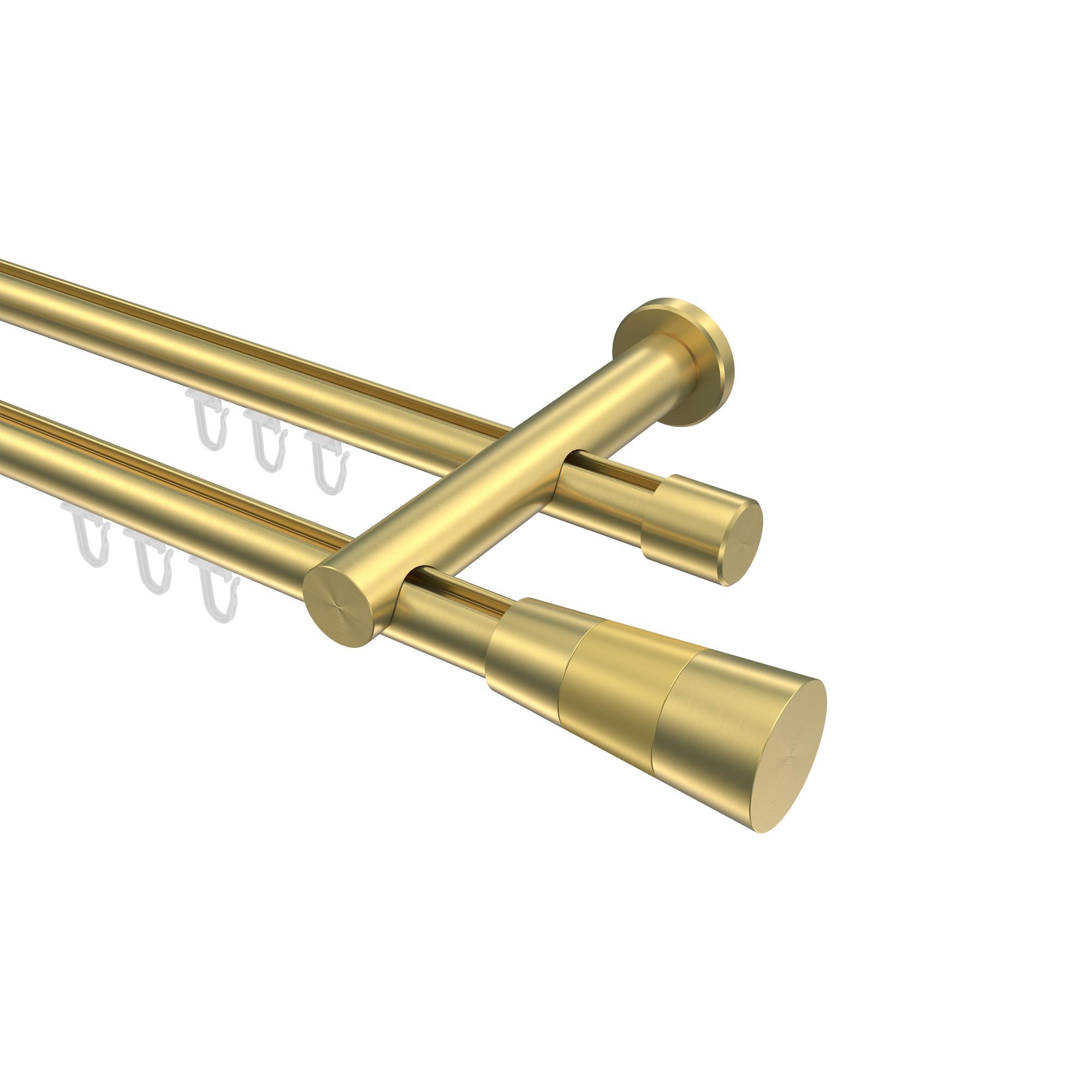 GARDINENSTANGE INNENLAUF Platon Tanara 160 cm, 2-läufig, 20 mm Ø Messing-Optik - Messingfarben/Goldfarben, Metall (160cm) - INTERDECO