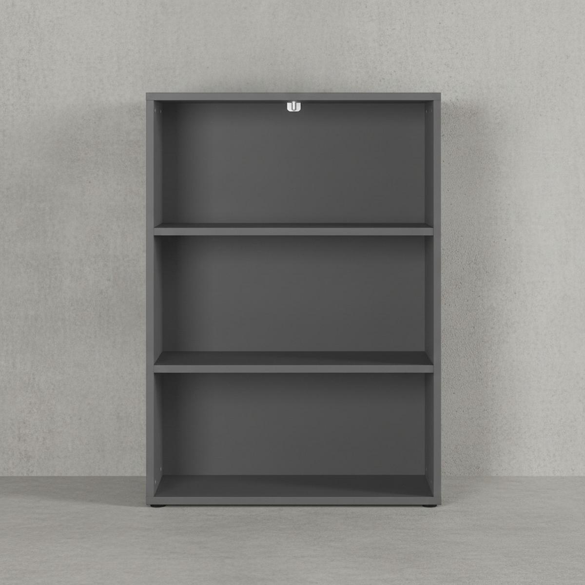 AKTENREGAL-UNIVERSAL FRANKFURT 80 cm | 3 Ordnerhöhen (2 Böden) | Graphit - Schwarz, Holzwerkstoff (80/120/40cm) - KADIMA DESIGN