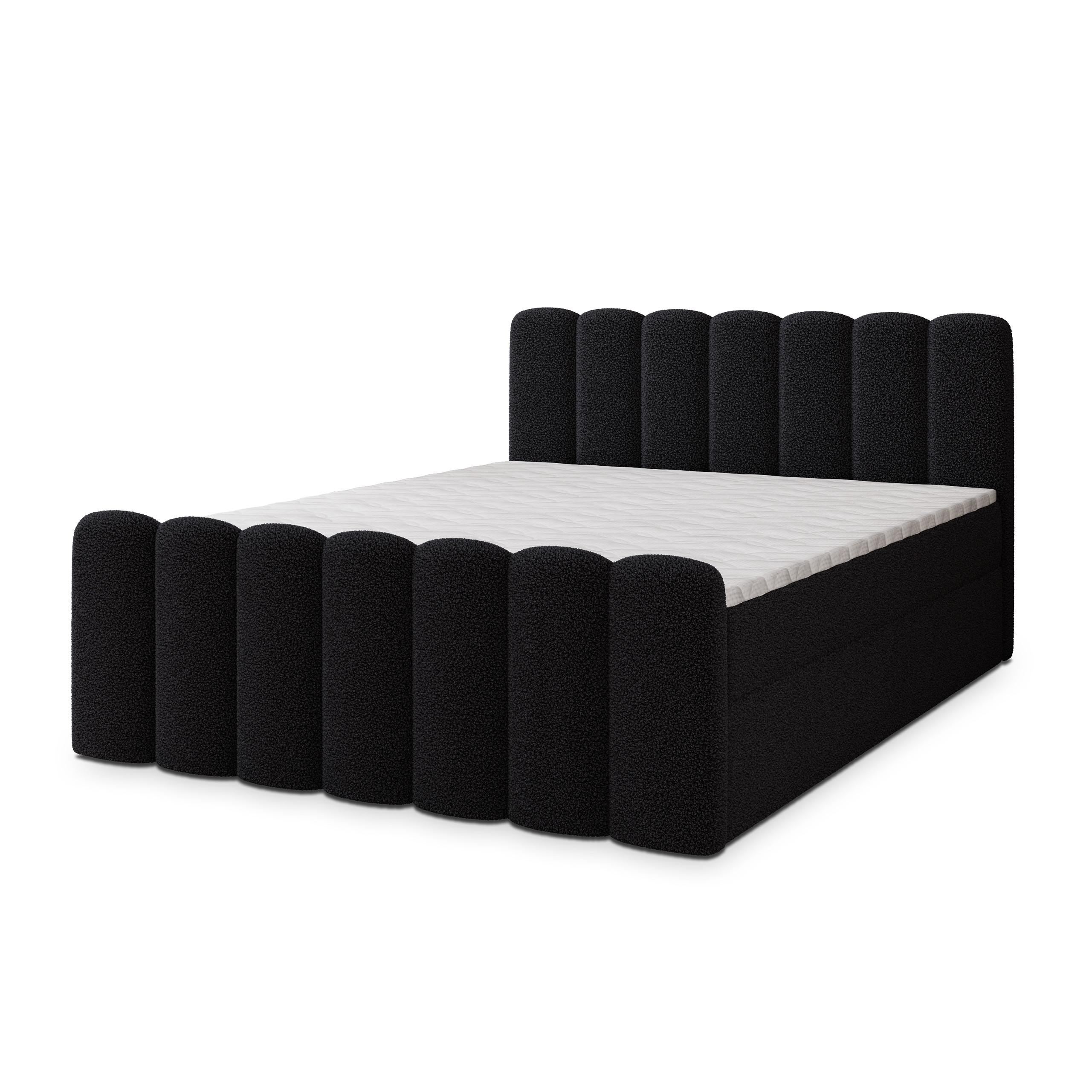 BOXBETT CELLA 180x200 cm mit Matratze und Topper - Schwarz - Schwarz, Holz (180/200cm) - MASSENO