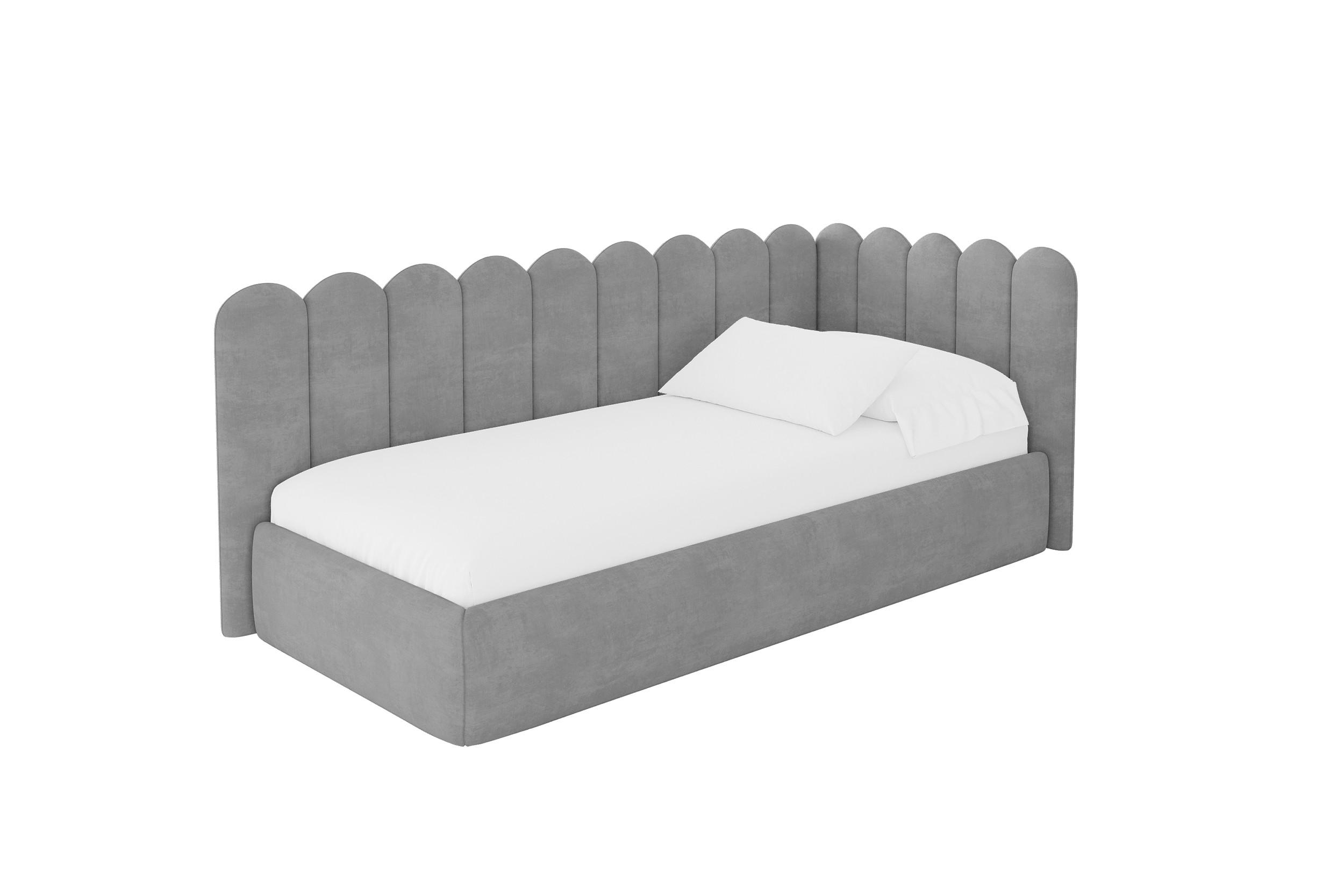 EINZELLBETT Jugendbett mit Bettkasten und Matratze H3/H4, Links - ARTY 100x200 Grau - Hellgrau, Holzwerkstoff/Textil (100/200cm) - ALTDECOR