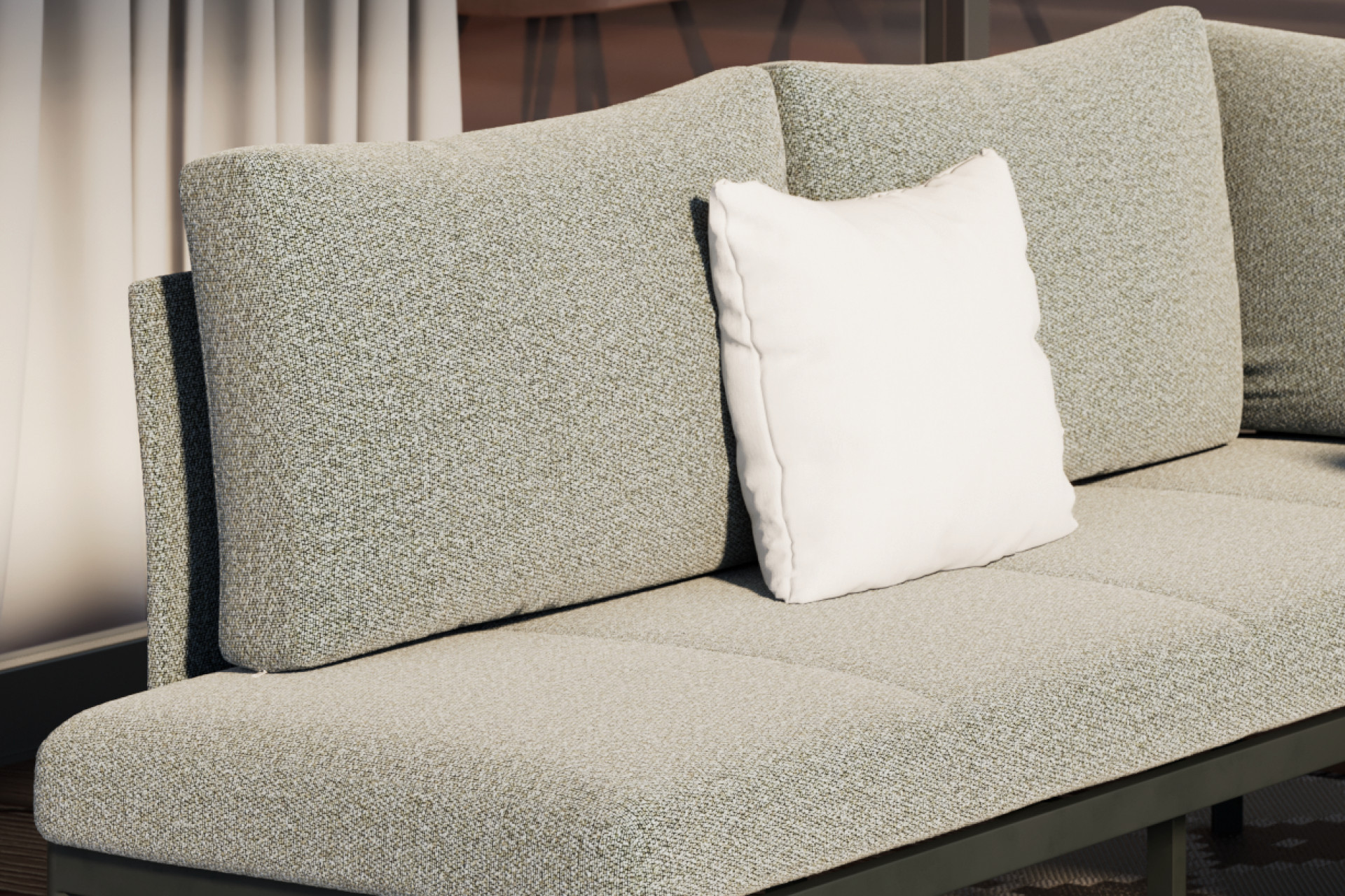 Loungegarnitur Kissen Beige Webstoff imprägniert Rückenlehne mehrfach verstellbar