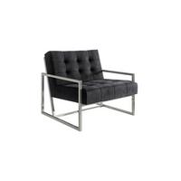 LOUNGESESSEL Duban Schwarz Samtstoff - Silberfarben/Schwarz, Holz/Textil (84/81/89cm) - S-Style Möbel