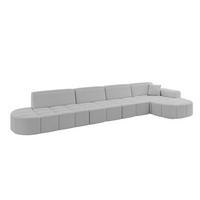 ECKSOFA Ottomane Rechts LIVO-L3 - 422x173x79,5 cm Hellgrau - Hellgrau, Holzwerkstoff/Textil (422/173cm) - ALTDECOR