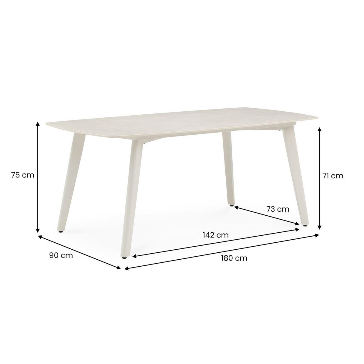 GARTENTISCH MEZA - Creme, Metall (90/180/75cm) - IDIMEX