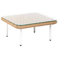 COUCHTISCH 60 cm 60 cm Hellbraun Baucina - Hellbraun/Weiß, Glas (60/60/30cm) - Beliani