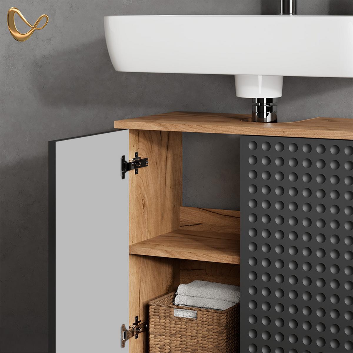 WASCHBECKENUNTERSCHRANK Ronco Anthrazit gepunktet 60 x 59 cm - Anthrazit, Holzwerkstoff (60/59/30cm) - Livinity®