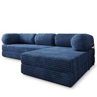ECKSOFA ETERA modulares Boneless Sofa mit Schlaffunktion Blau Kordstoff - Blau, Textil (270/160cm) - MASSENO