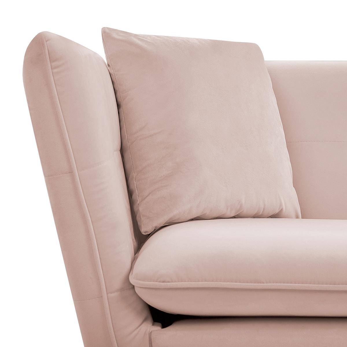 3-SITZER-SOFA Samtstoff Pastellrosa Frederica - Rosa, Textil (200/77/80cm) - Beliani