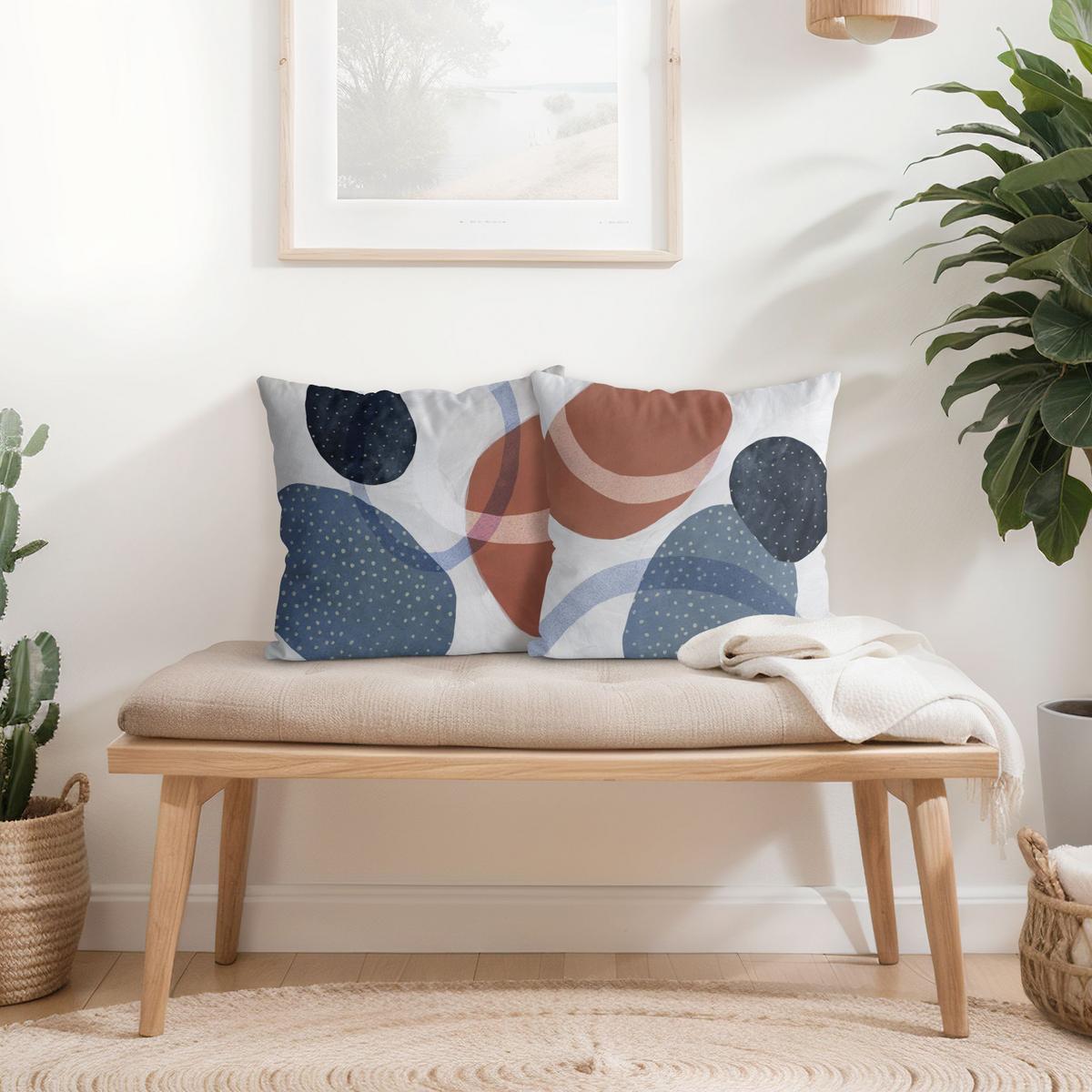DEKOKISSEN 2er-Set Orbit mit Punkten Set I 40/40 cm - Blau, Textil (40/40cm) - Bilderwelten