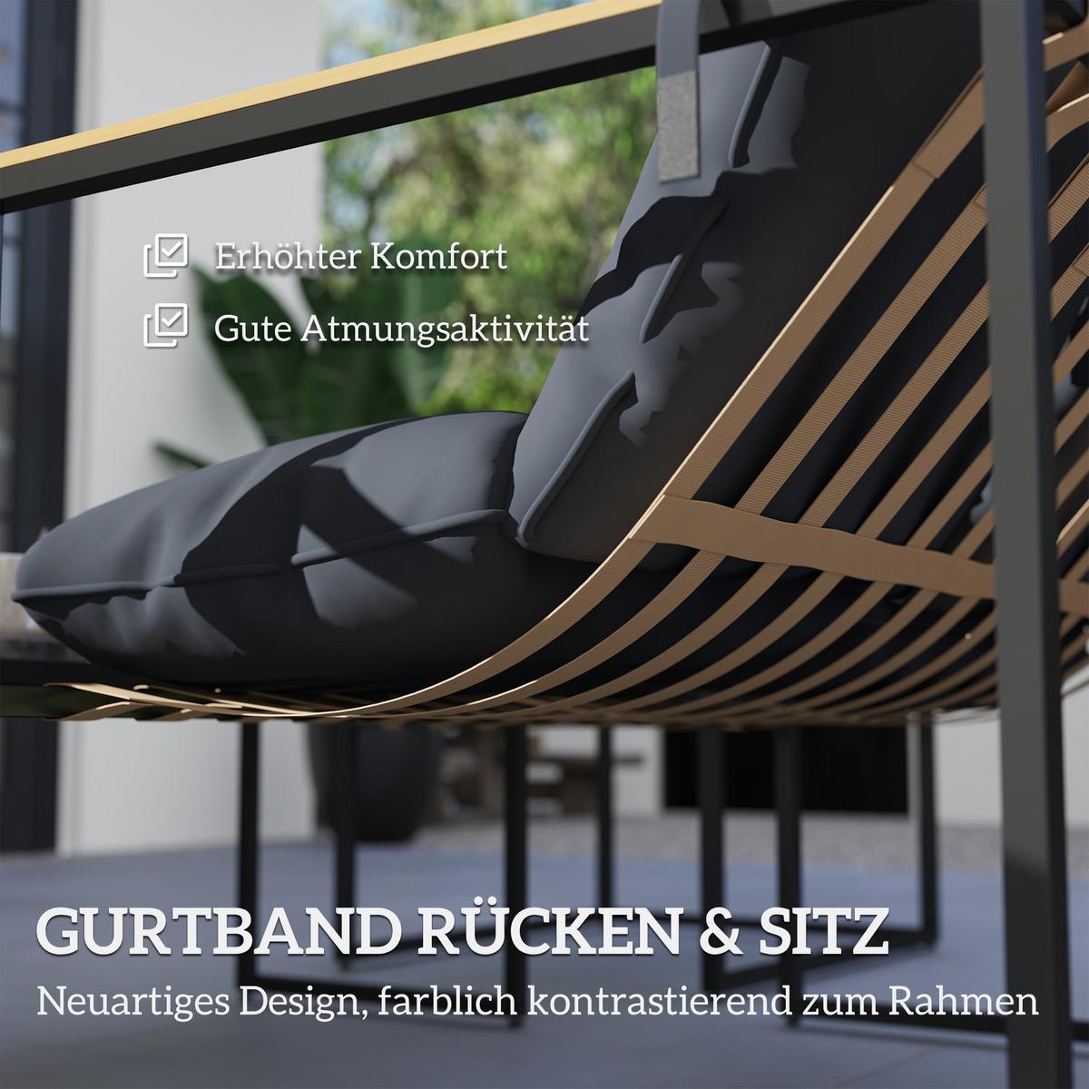 STAHL Gartenmöbel Set 4 Personen wetterfest Balkonmöbel-Set mit 2er Sofa Grau - Grau, Metall - Outsunny