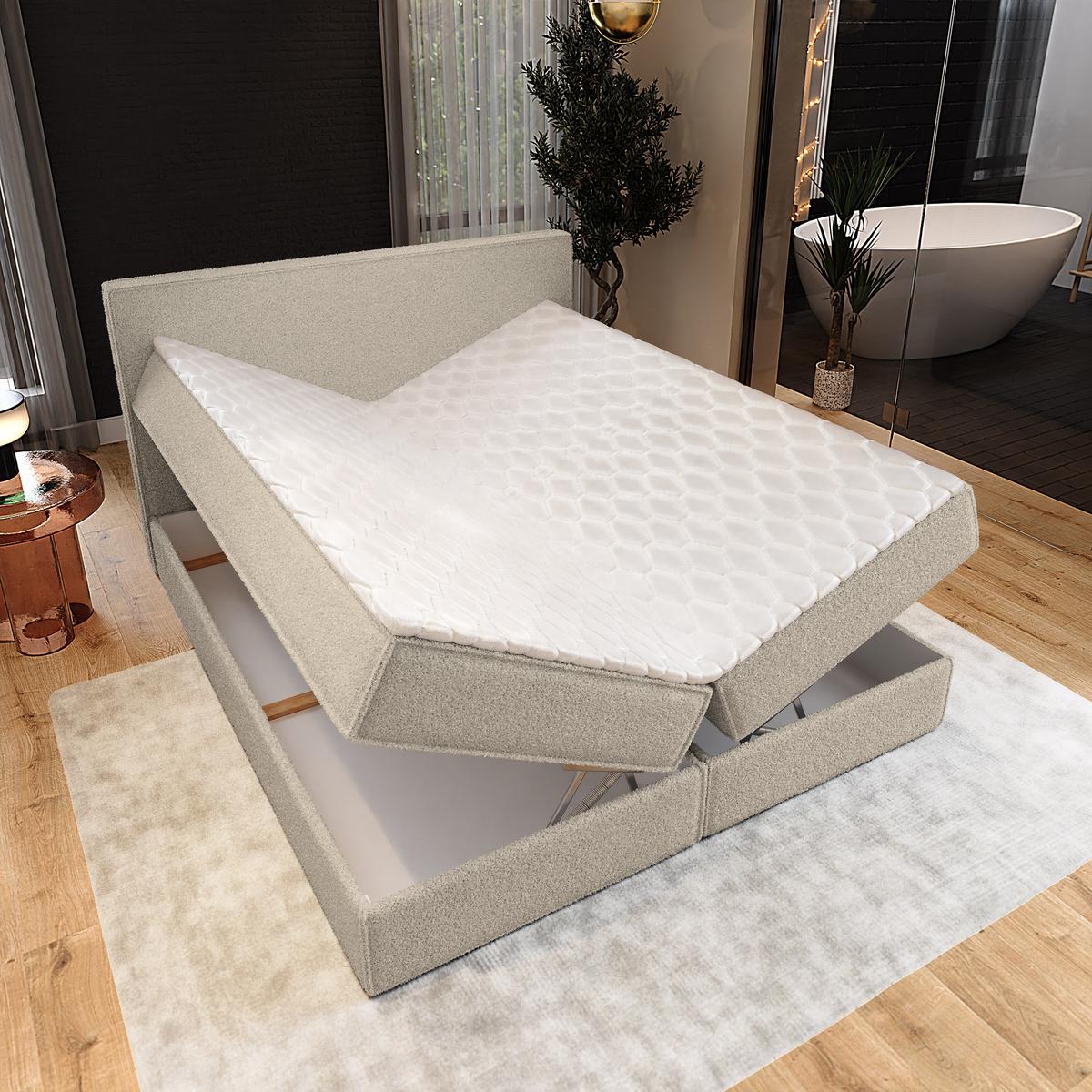 BOXBETT PELLIO 140x200 cm mit Matratze und Topper - Beige - Beige, Holz (140/200cm) - MASSENO
