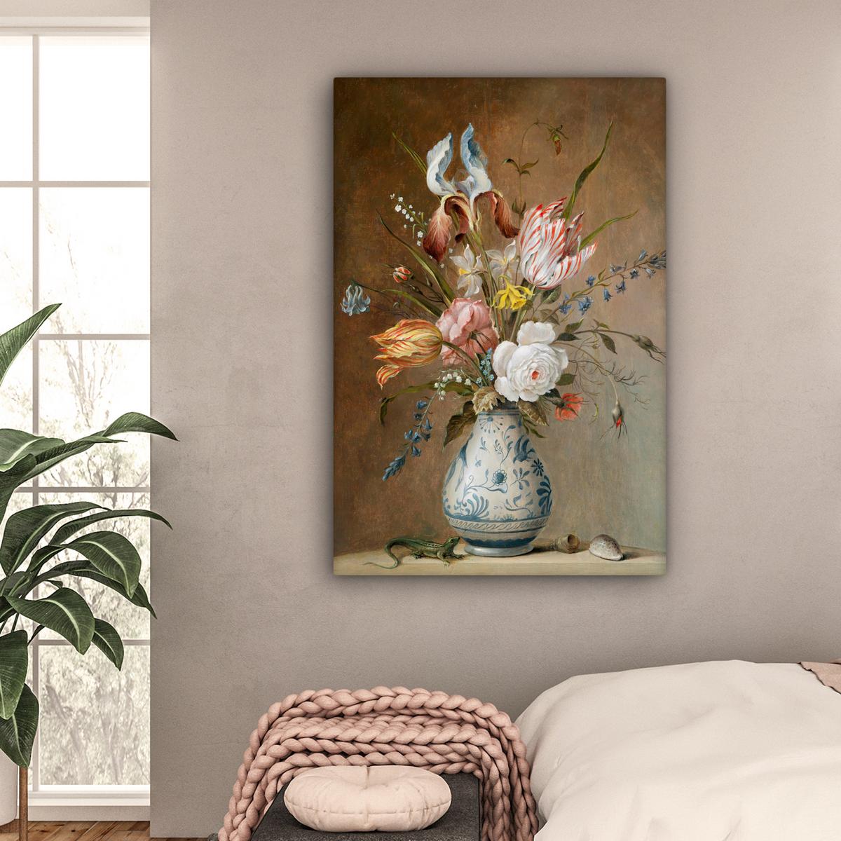 LEINWANDBILD Alte Meister - Blumen - Balthasar van der Ast Deko XXL 80x120 cm - Hellbraun, Textil (80/120cm) - MuchoWow