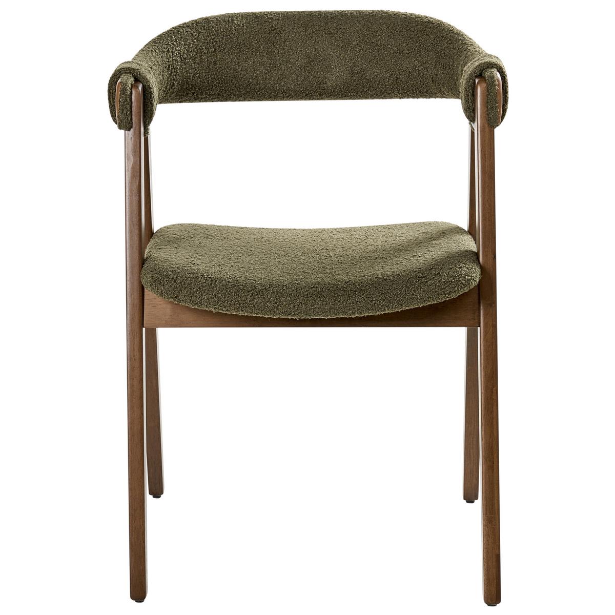 ESSZIMMERSTUHL 2er Set Bouclé Dunkelbraun / Grün Day - Dunkelbraun/Grün, Holz/Textil (55/75/57cm) - Beliani