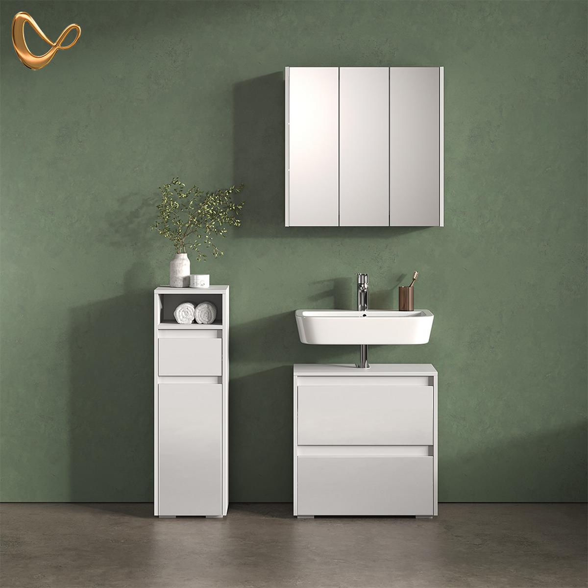 BADSPIEGELSCHRANK Savuto Weiß 67.4 x 68 cm - Weiß, Holzwerkstoff (67.4/68/17cm) - Livinity®