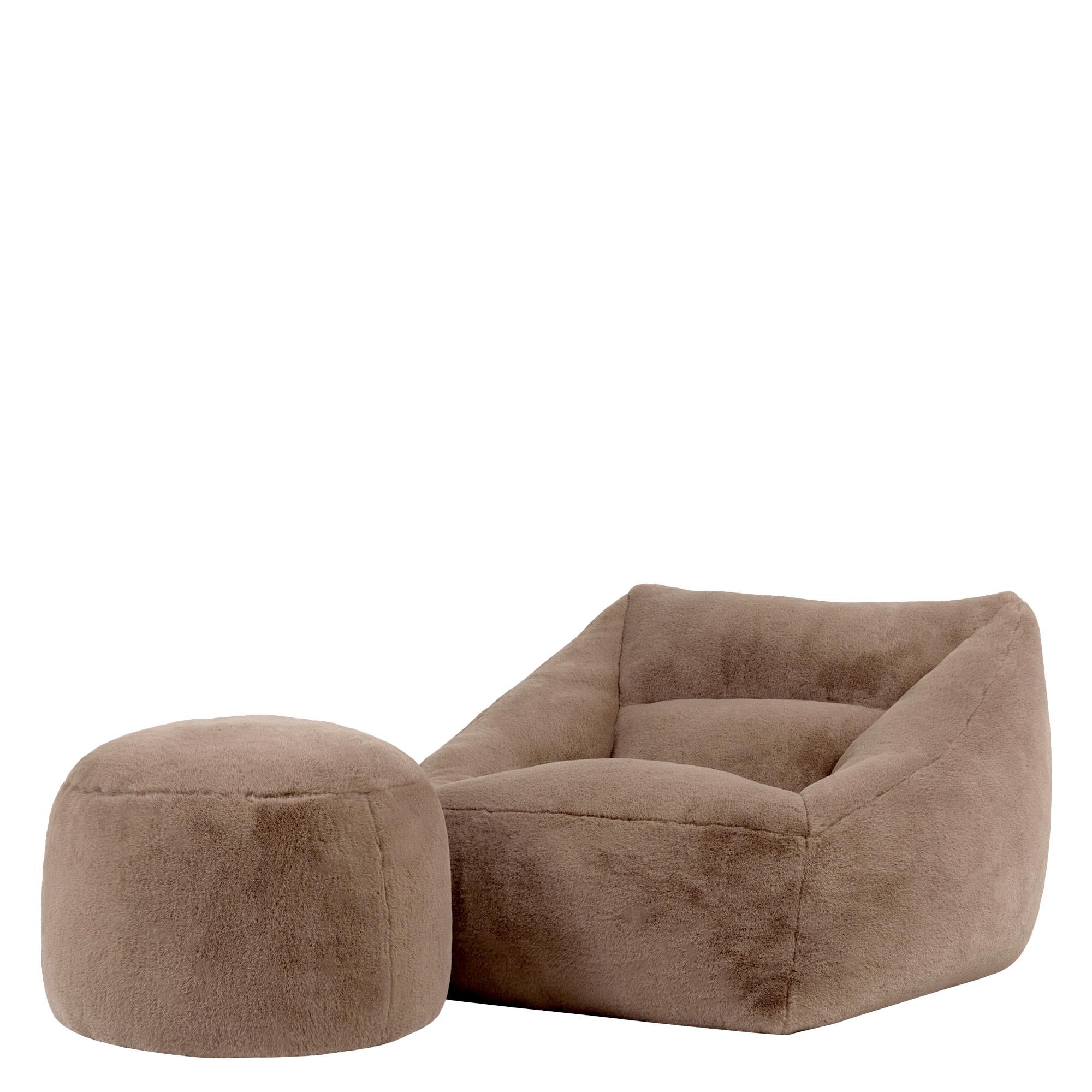SITZSACK Sessel mit Sitzpouf Natalia - Mokka, Textil (97/73/84cm) - icon