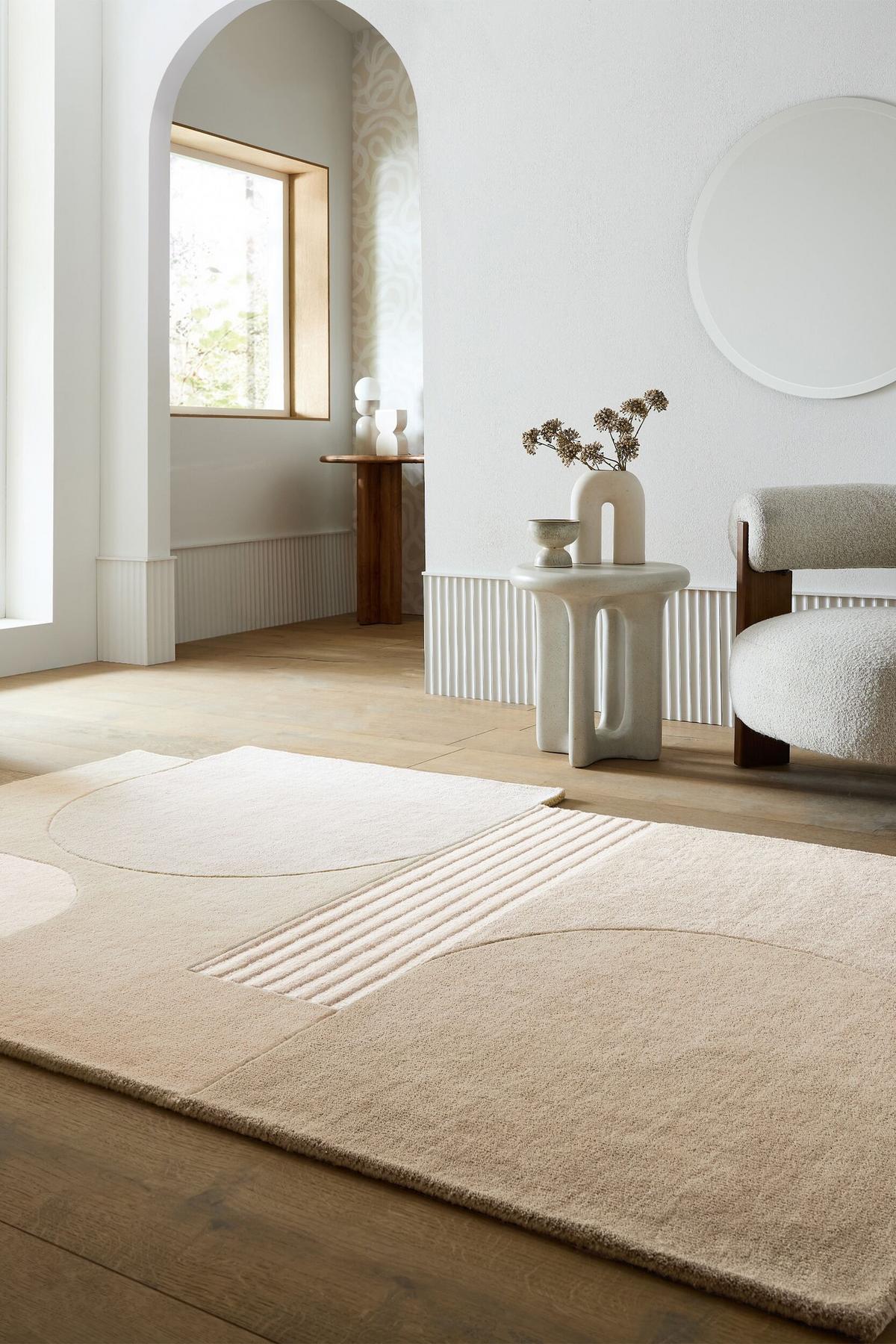 WOLLTEPPICH HALLEIN, abstrakt, aus Wolle, Natur, 200 x 290 cm - Beige, Textil (290/200cm) - KADIMA DESIGN