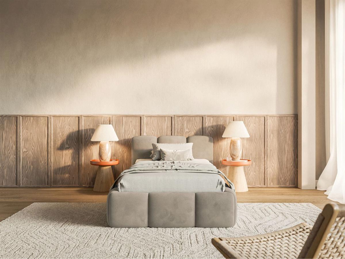 POLSTERBETT Cloudy Low Graubeige Samt, 90x200 cm - Taupe/Schwarz, Kunststoff/Textil (90/200cm) - Selsey