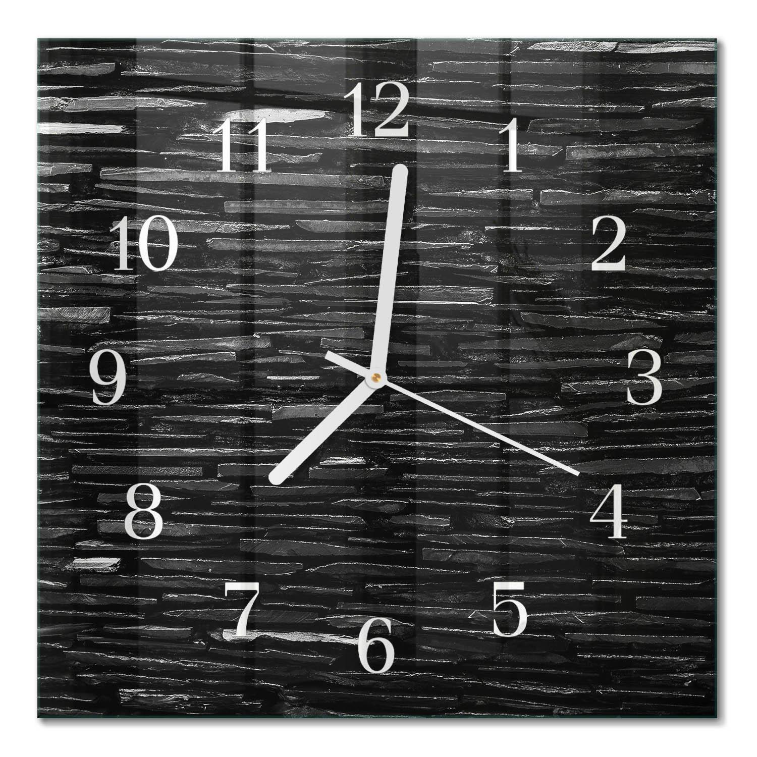 WANDUHR aus Glas 30x30 cm - Steine - Schwarz, Glas (30/30/0.4cm) - TULUP