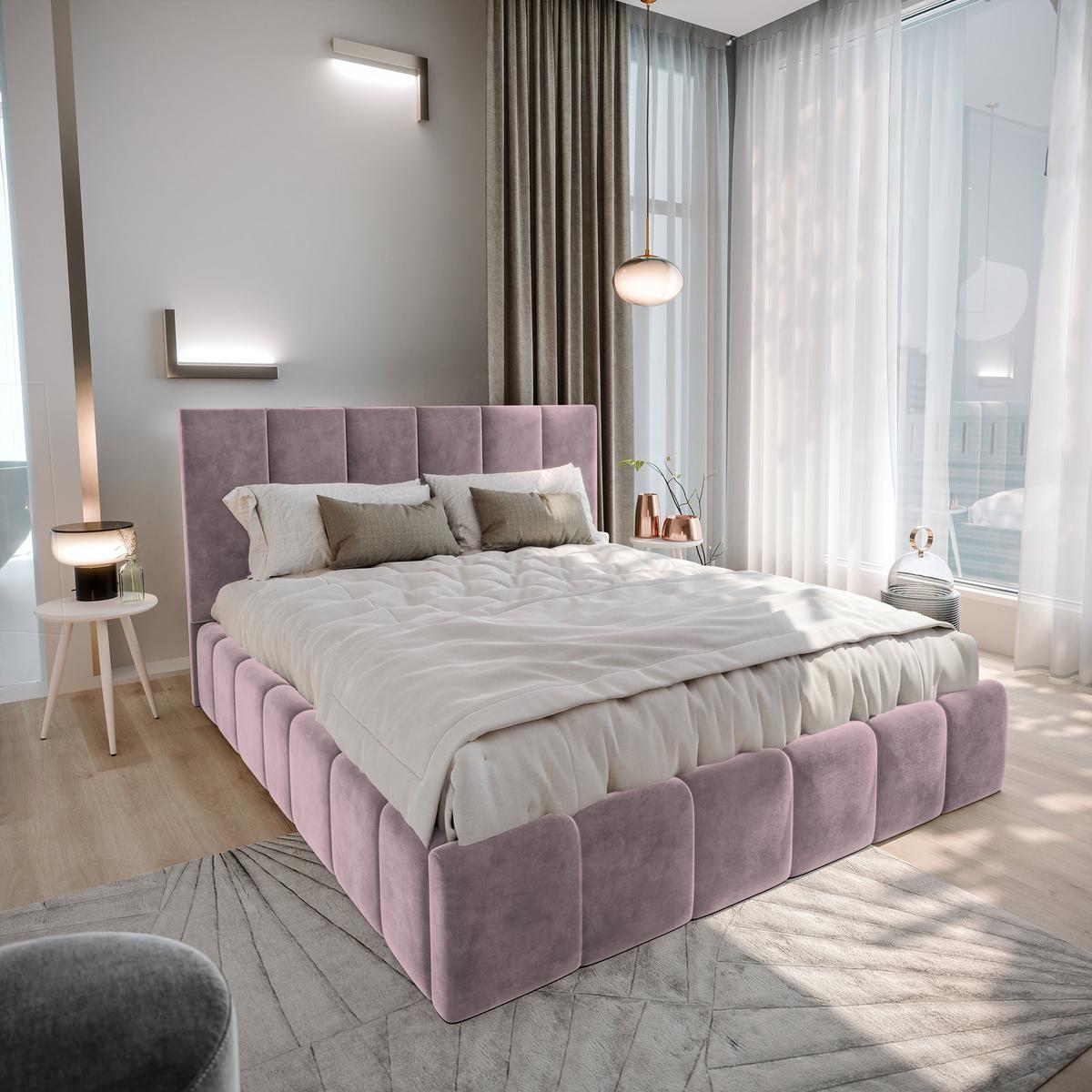 POLSTERBETT TARANTO 140x200 cm mit Bettkästen - Lila - Lila, Holz (140/200cm) - MASSENO