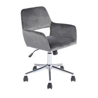 BÜROSTUHL aus Velour - Ross - Anthrazit, Metall (55/85/56cm) - Calicosy