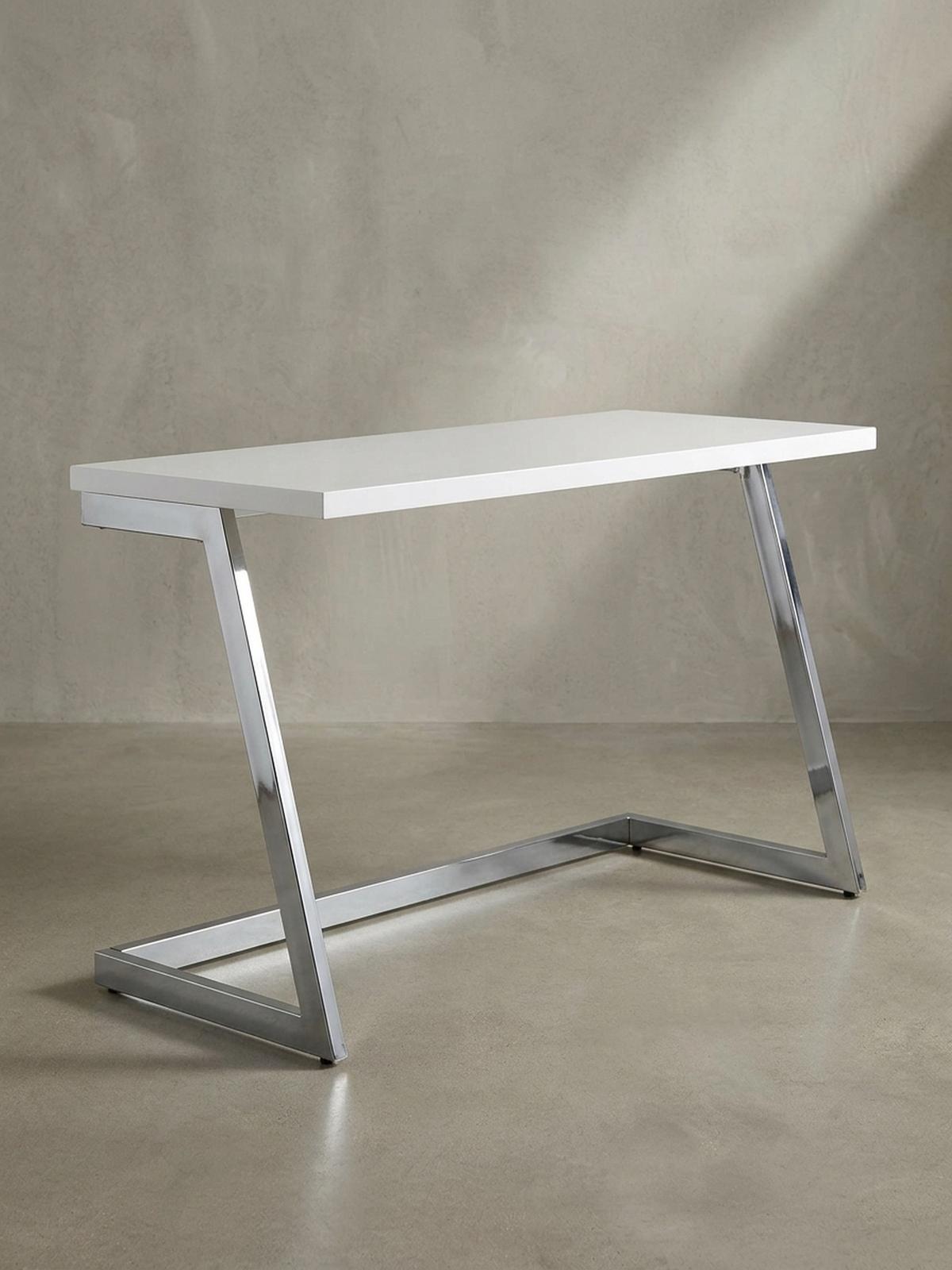 SCHREIBTISCH Hochglanz Metallgestell SARNOT, Silber 120x55x76 cm - Silberfarben, Holz/Metall (55/120/76cm) - KADIMA DESIGN