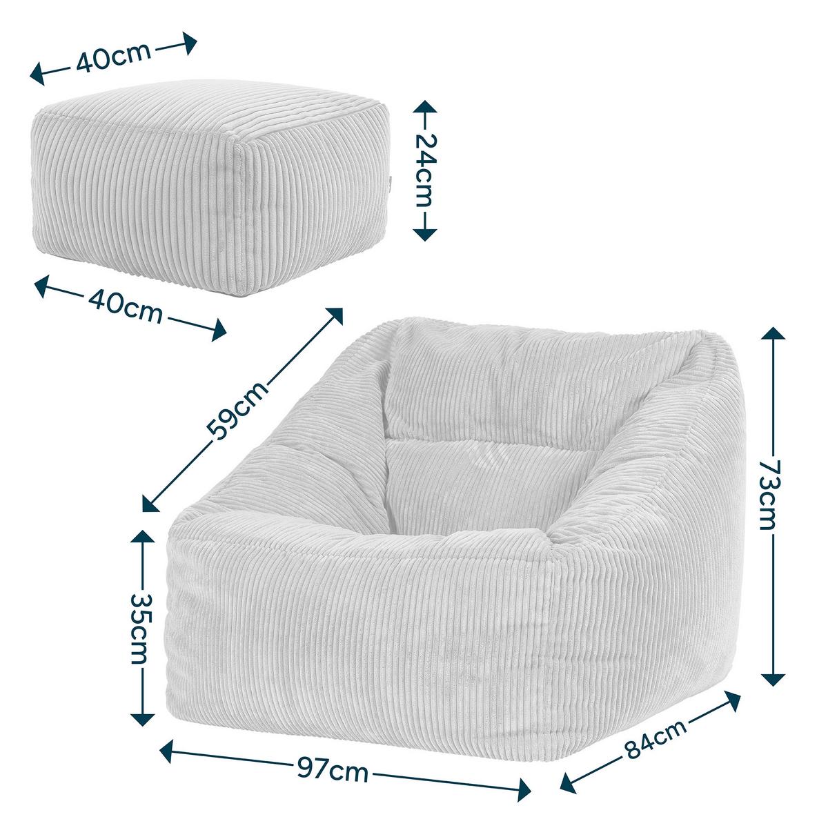 SITZSACK Cord Sessel Natalia mit Hocker - Beige, Textil (97/73/84cm) - icon