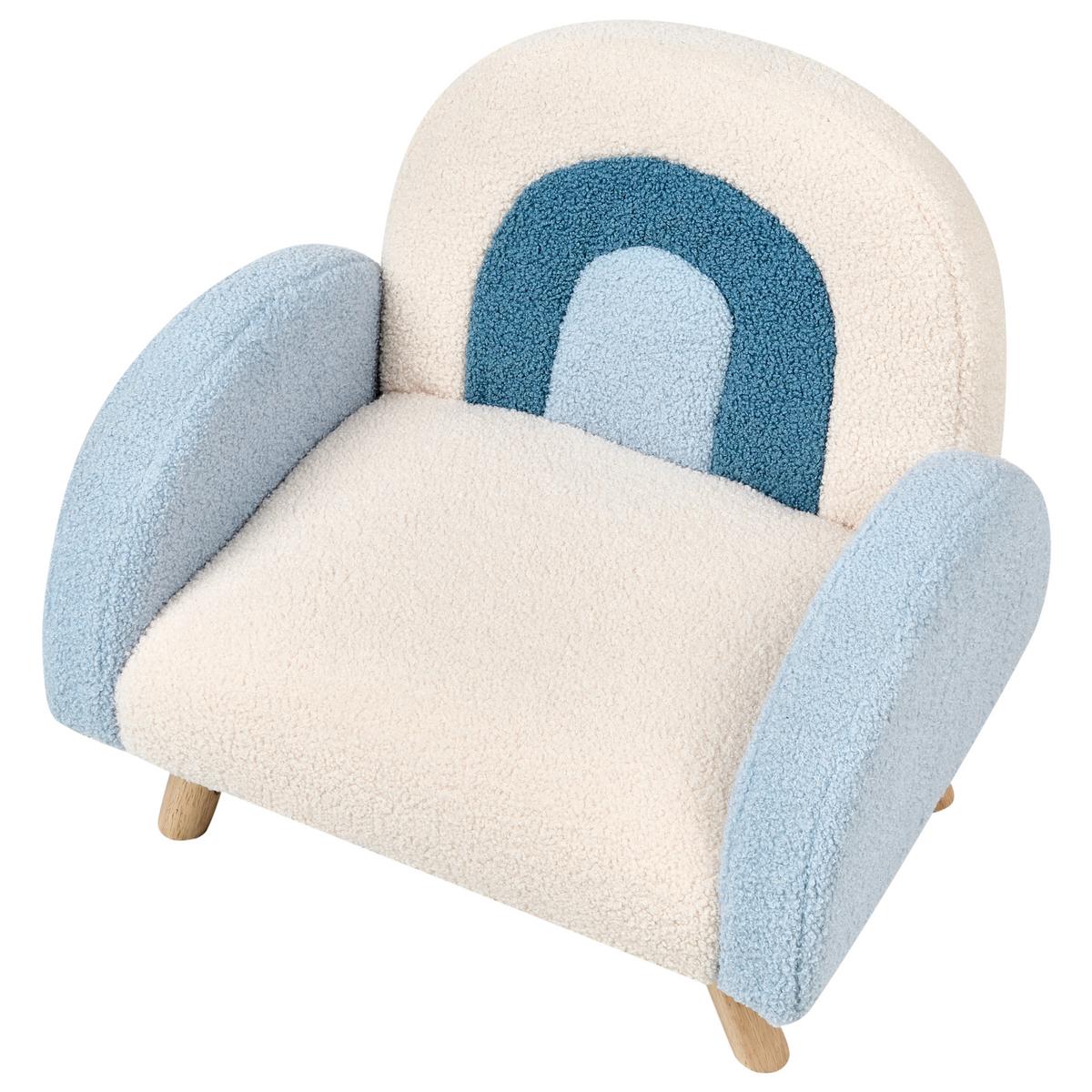 KINDERSESSEL Regenbogen Bouclé Hellblau Ombo - Weiß, Textil (52/46/46cm) - Beliani