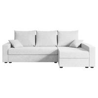 ECKSOFA mit Schlaffunktion und Bettkasten ALESIA-L 231x140x90 cm Weiß Bouclé - Silberfarben/Weiß, Holzwerkstoff/Kunststoff (231/140cm) - ALTDECOR