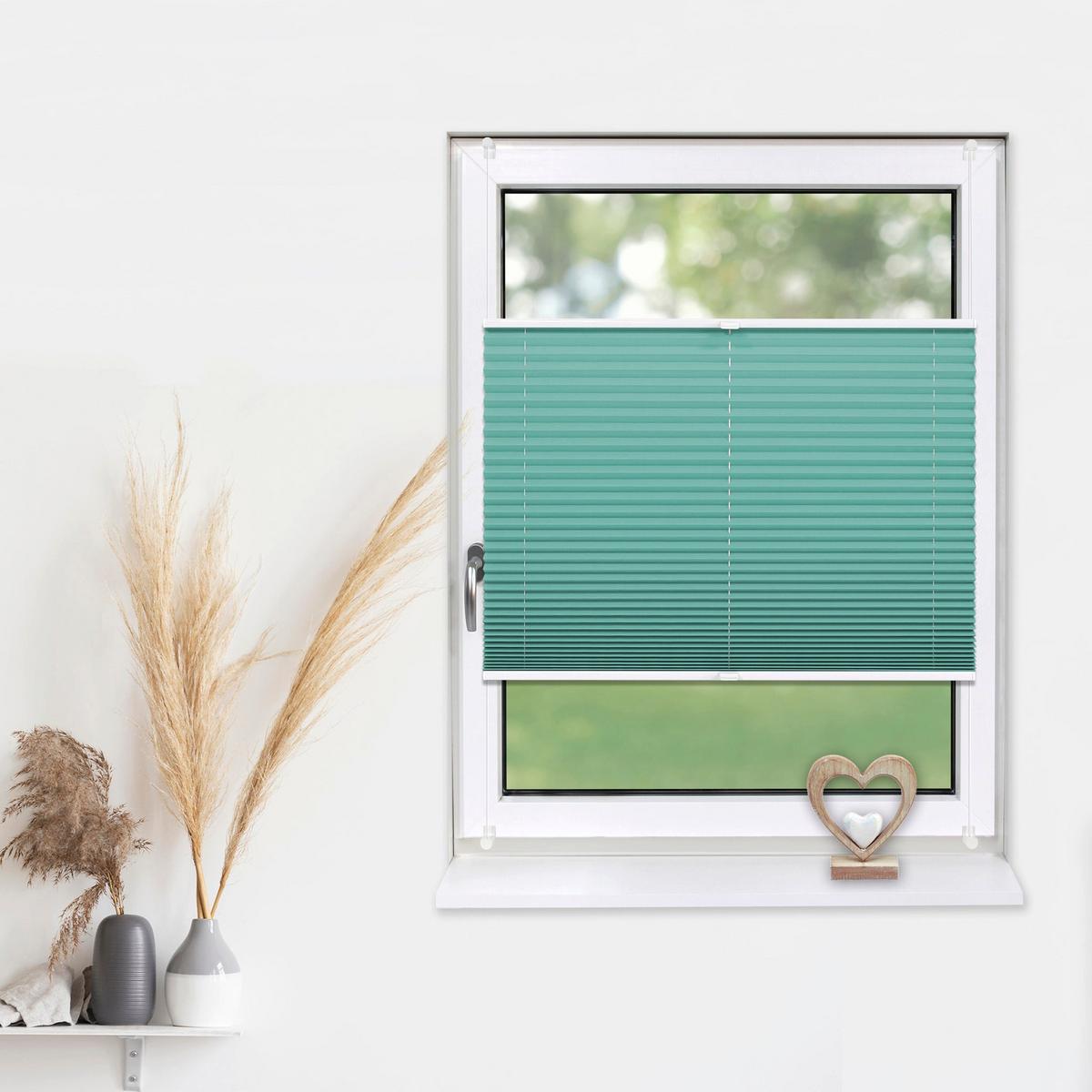 PLISSEE Basic 120 x 150cm Klemmfix ohne Bohren - Türkis, Textil (120/150cm) - Deco-Raum
