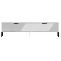 TV-MÖBEL auf Füßen mit 2 klappbaren, gerippten Türen 30/180/45 cm - Weiß, Holzwerkstoff (30/45/36cm) - Calicosy