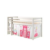 KINDERBETT Karolina 210x114x106 Massivholz Weiß Textilset Princess 1 - Magenta/Weiß, Holz (90/200cm) - 58aufmkessel