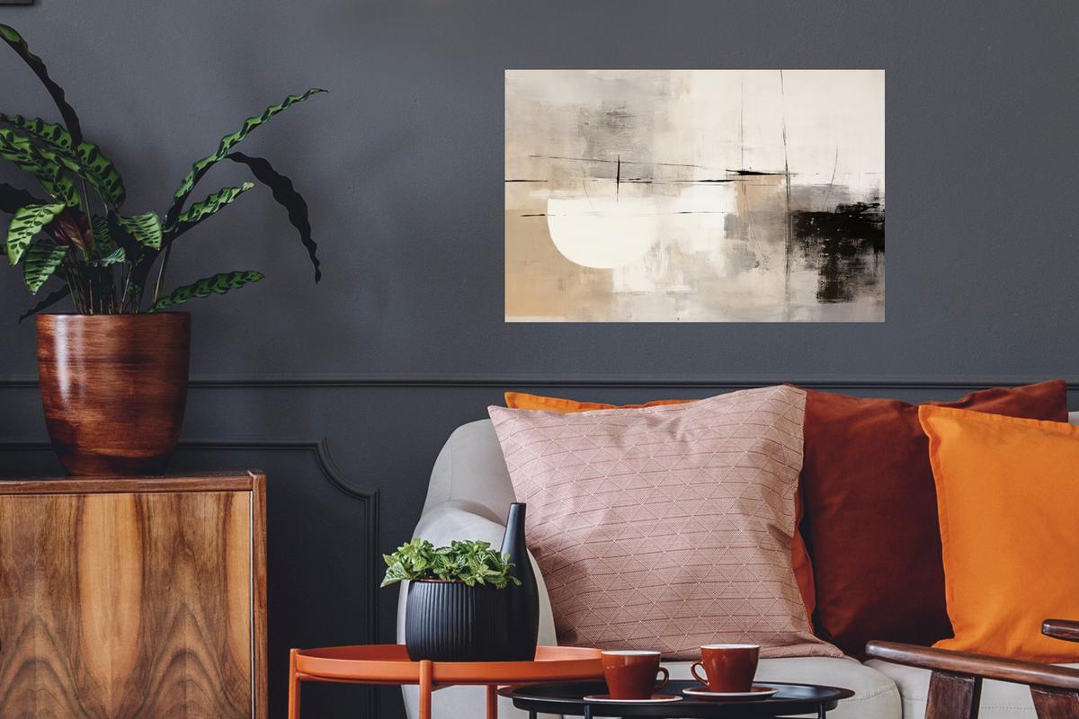 WANDTATTOO Abstrakt - Kunst - Grau Deko Wohnzimmer 60x40 cm - Hellgrau, Kunststoff (60/40/0.1cm) - MuchoWow