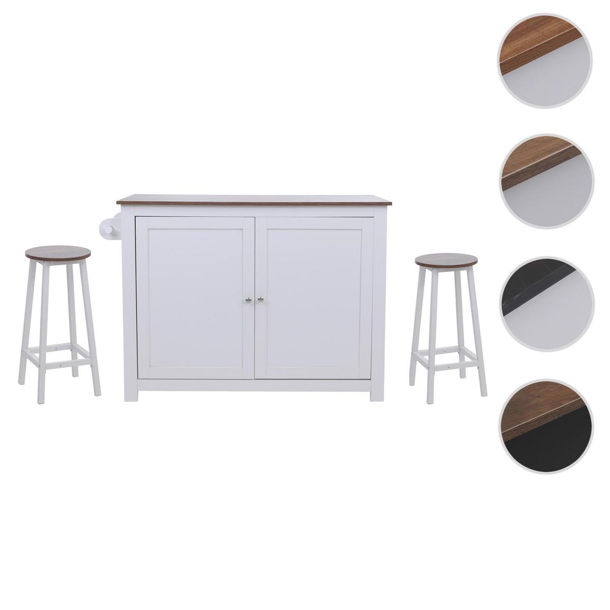 KÜCHENINSEL Weiß, Braun - Weiß/Braun, Holz (120/90/45cm) - MCW