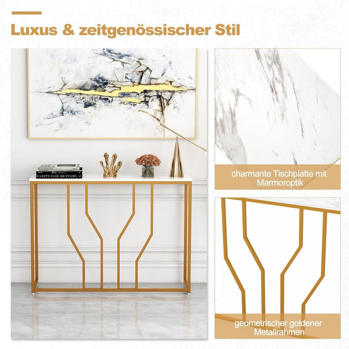 EINGANGSTISCH 80cm Gold - Goldfarben, Holz (30/110/80cm) - COSTWAY